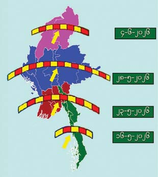 今年缅甸全国各地西南季风进入的情况