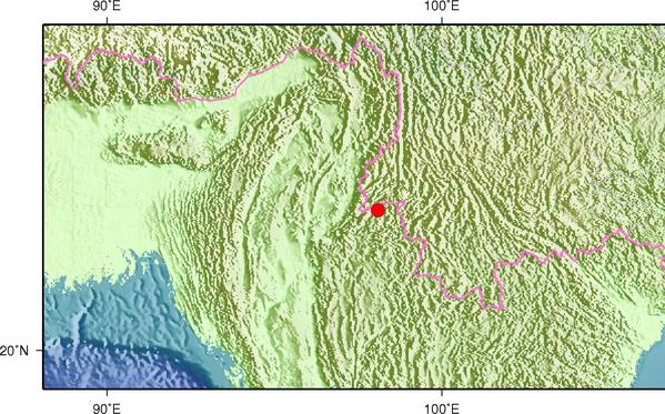 4月21日23时58分缅甸发生3.0级地震