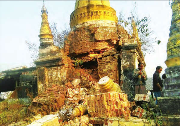 内比都地区3月9日发生强度为5.5级的地震 部分佛塔受损