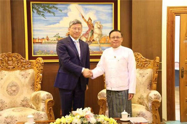 驻缅甸大使陈海会见缅甸国际合作部部长觉丁