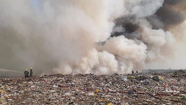 曼德勒垃圾场着火，3小时后扑灭