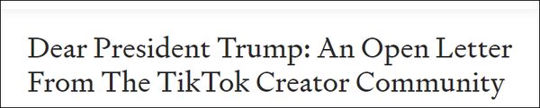 美国大V联名致信特朗普：TikTok首度挑战了Facebook垄断