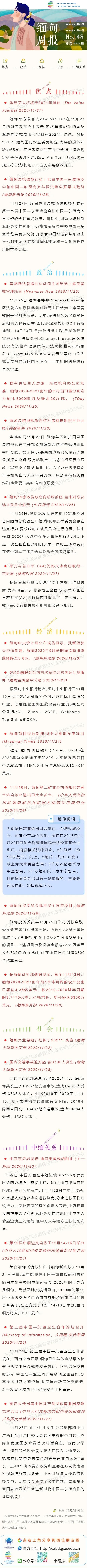 缅甸舆情周报（2020年11月22日-2020年11月28日）