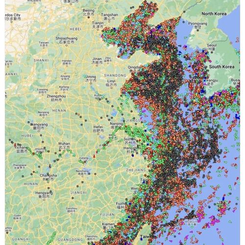 这张中国沿海的船运地图被歪曲了→