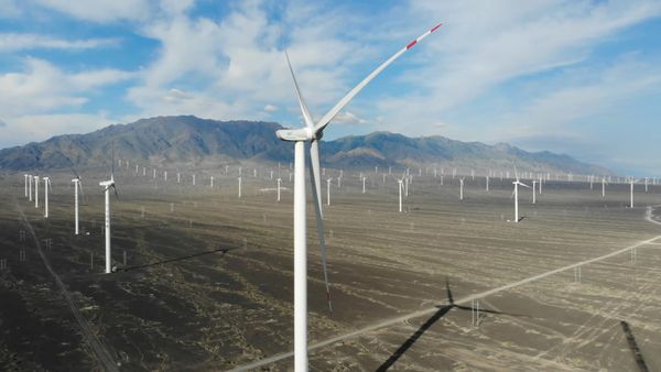 中国援建的中亚最大风力发电厂已开始运转