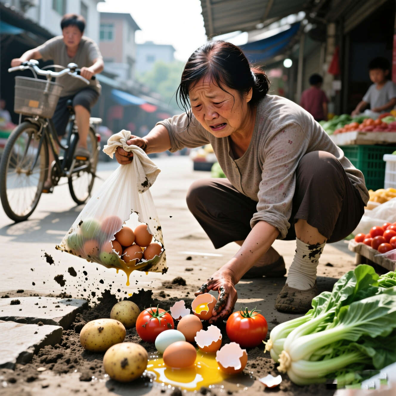 那袋撒落的蔬菜  ( 黄应成)